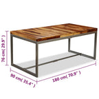Mesa de comedor de madera maciza de acacia y acero 180 cm