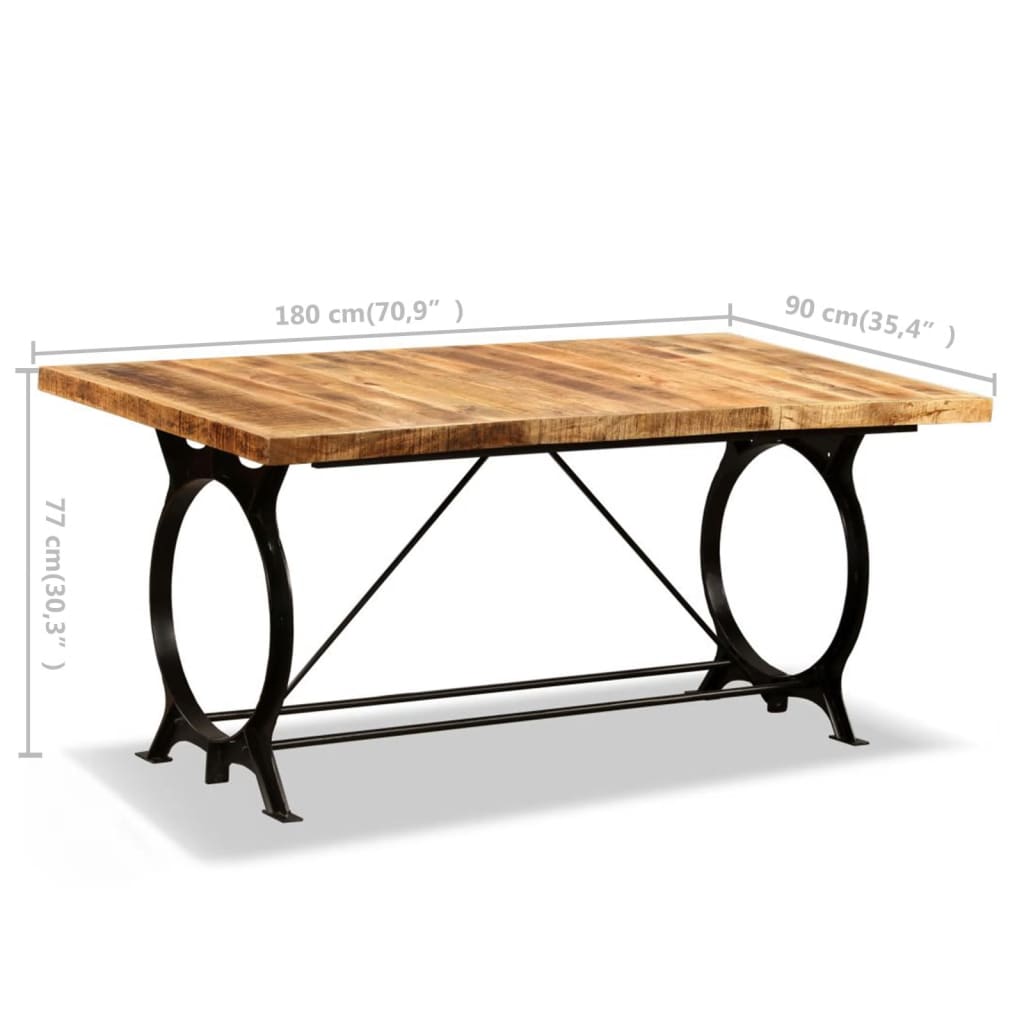 Mesa de comedor de madera maciza de mango rugosa 180 cm