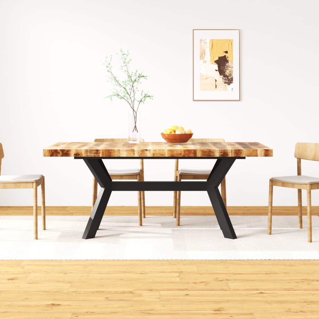 Mesa de comedor de madera maciza de acacia y acero 180 cm