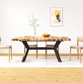 Mesa de comedor de madera maciza de acacia y acero 180 cm