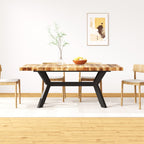 Mesa de comedor de madera maciza de acacia y acero 180 cm