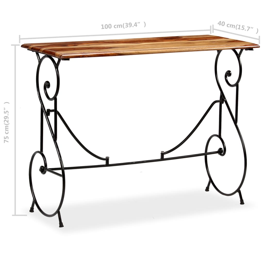 Mesa consola de madera maciza de acacia 100x40x75 cm