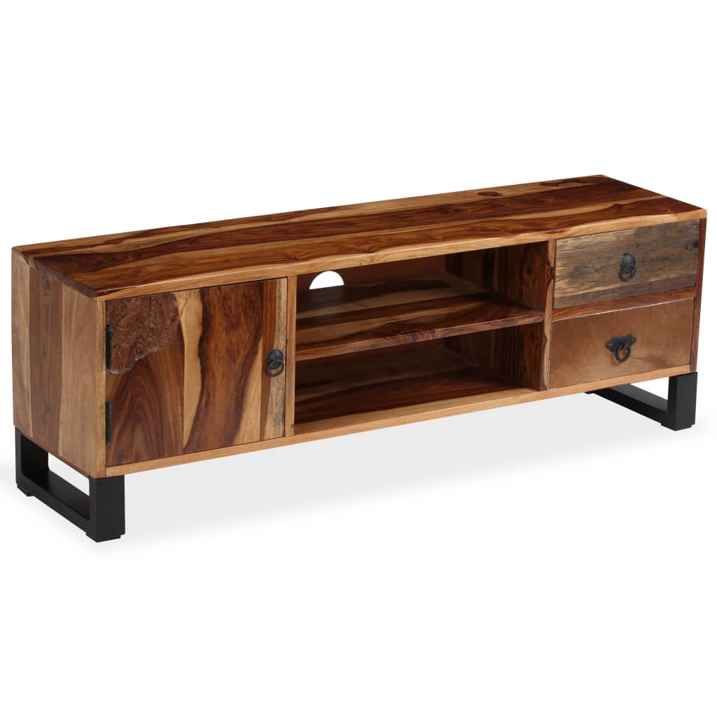 Mueble de TV de madera maciza de acacia 120x30x40 cm