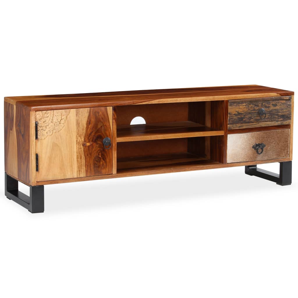 Mueble de TV de madera maciza de acacia 120x30x40 cm