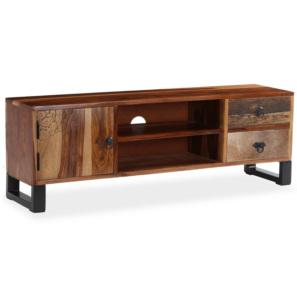 Mueble de TV de madera maciza de acacia 120x30x40 cm