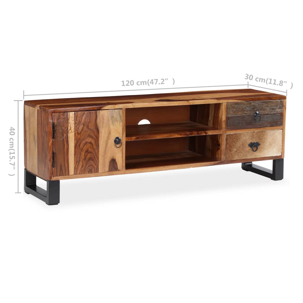 Mueble de TV de madera maciza de acacia 120x30x40 cm