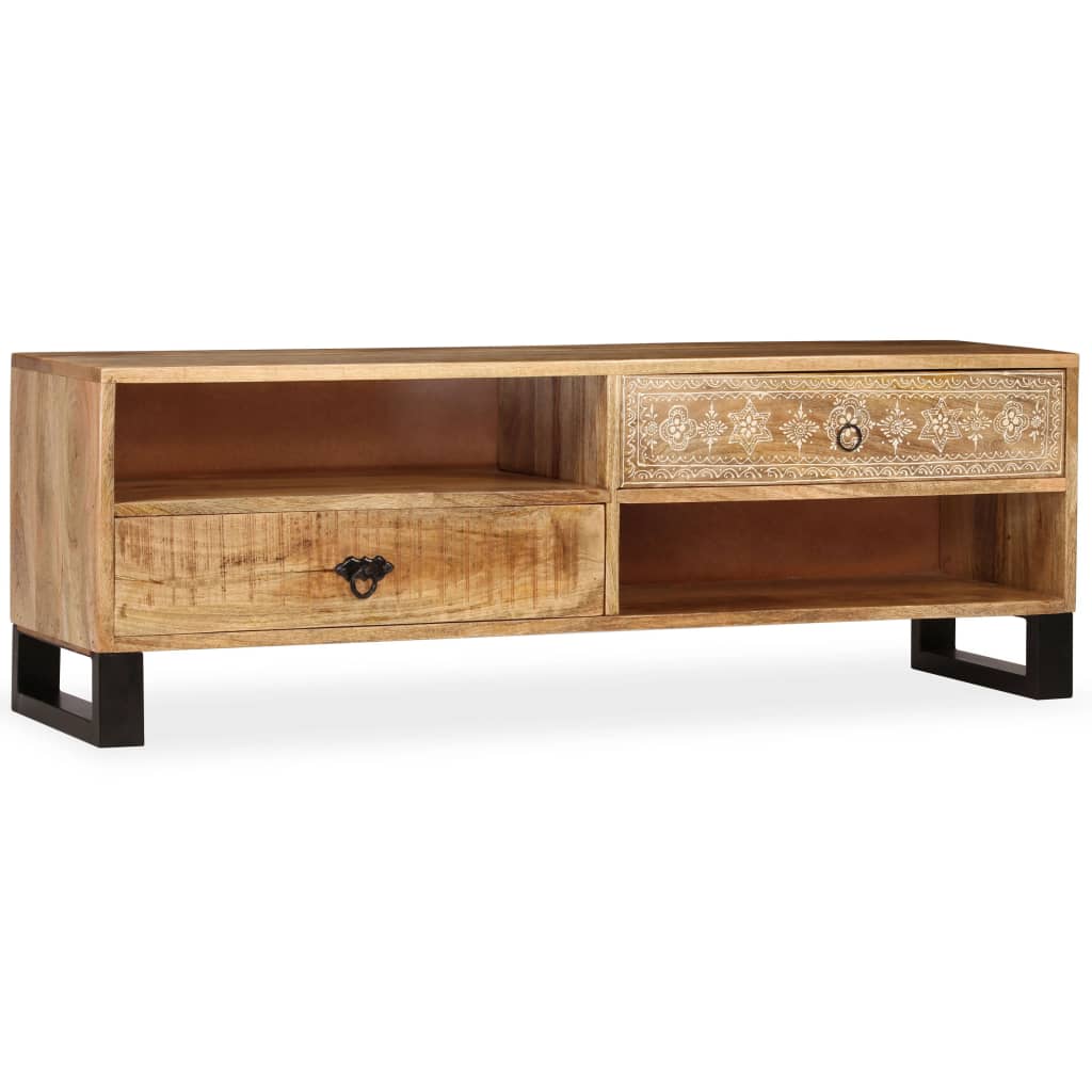Mueble de TV de madera maciza de mango 120x30x40 cm