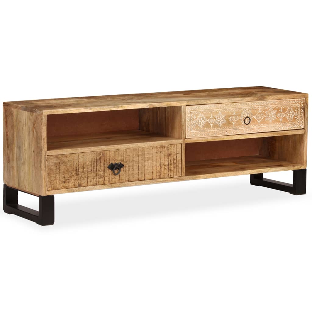 Mueble de TV de madera maciza de mango 120x30x40 cm