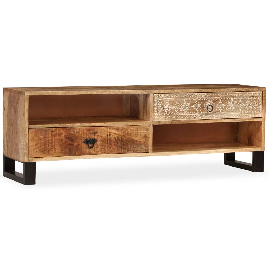 Mueble de TV de madera maciza de mango 120x30x40 cm
