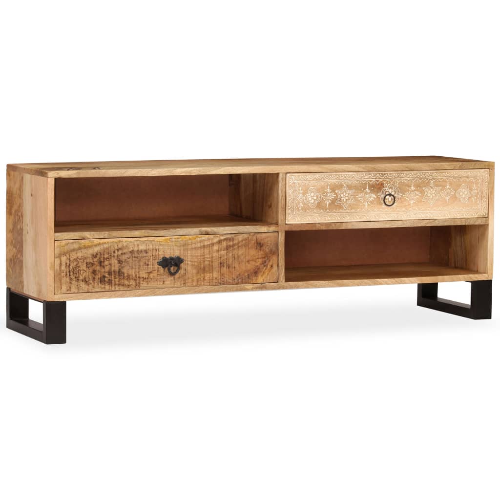 Mueble de TV de madera maciza de mango 120x30x40 cm