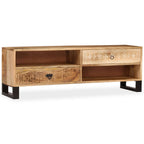 Mueble de TV de madera maciza de mango 120x30x40 cm