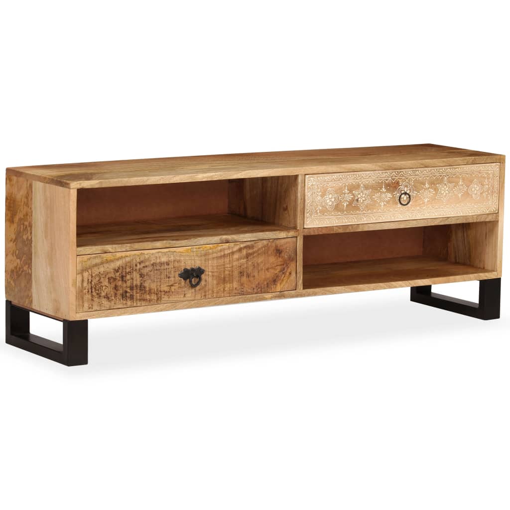 Mueble de TV de madera maciza de mango 120x30x40 cm