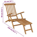 Tumbona con reposapiés madera maciza de teca