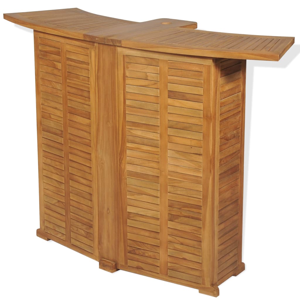 Mesa de bar plegable de madera teca maciza 155x53x105 cm