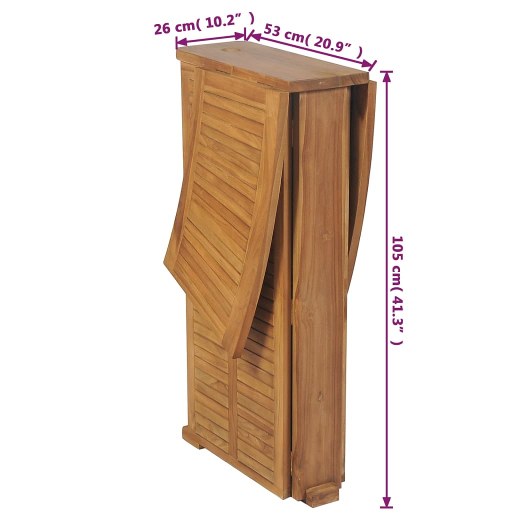 Mesa de bar plegable de madera teca maciza 155x53x105 cm