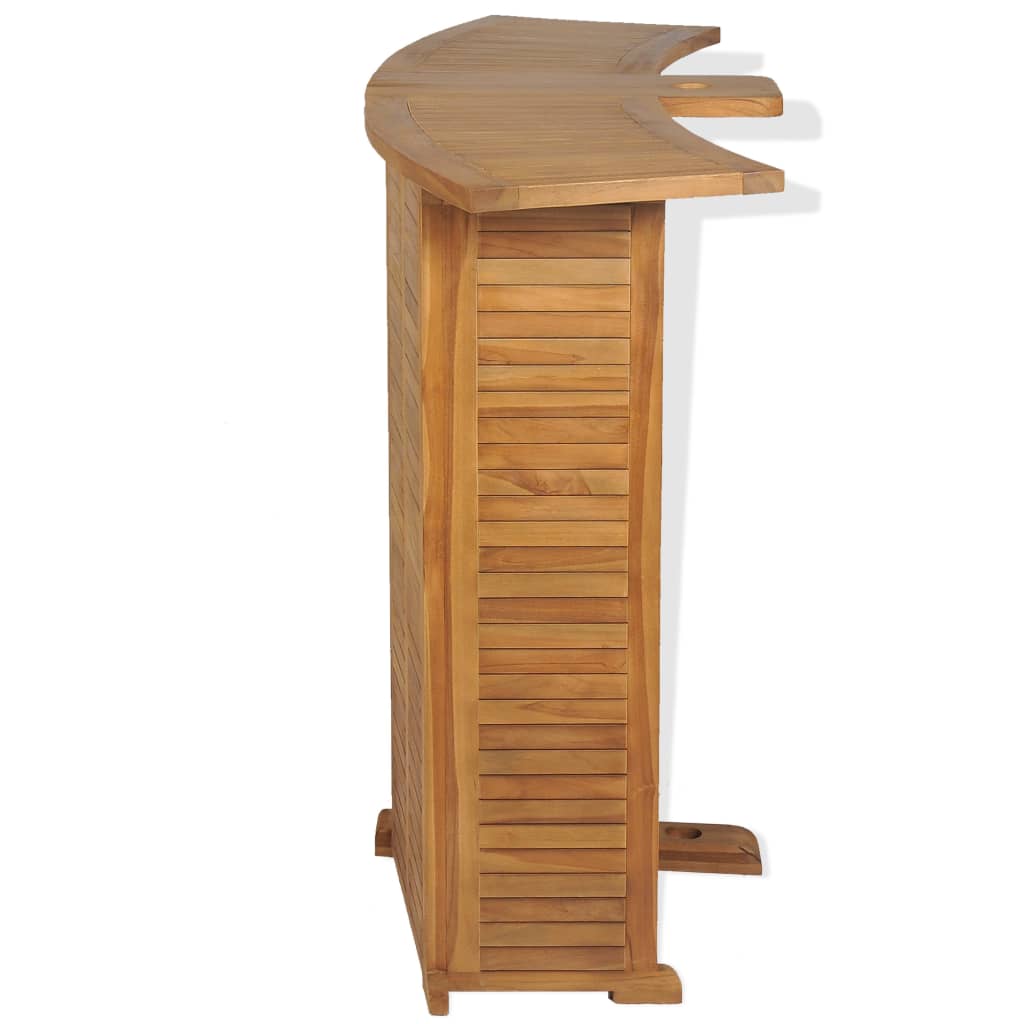 Mesa de bar plegable de madera teca maciza 155x53x105 cm