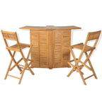 Set mesa y sillas plegables bistró de jardín 3 pzas teca maciza
