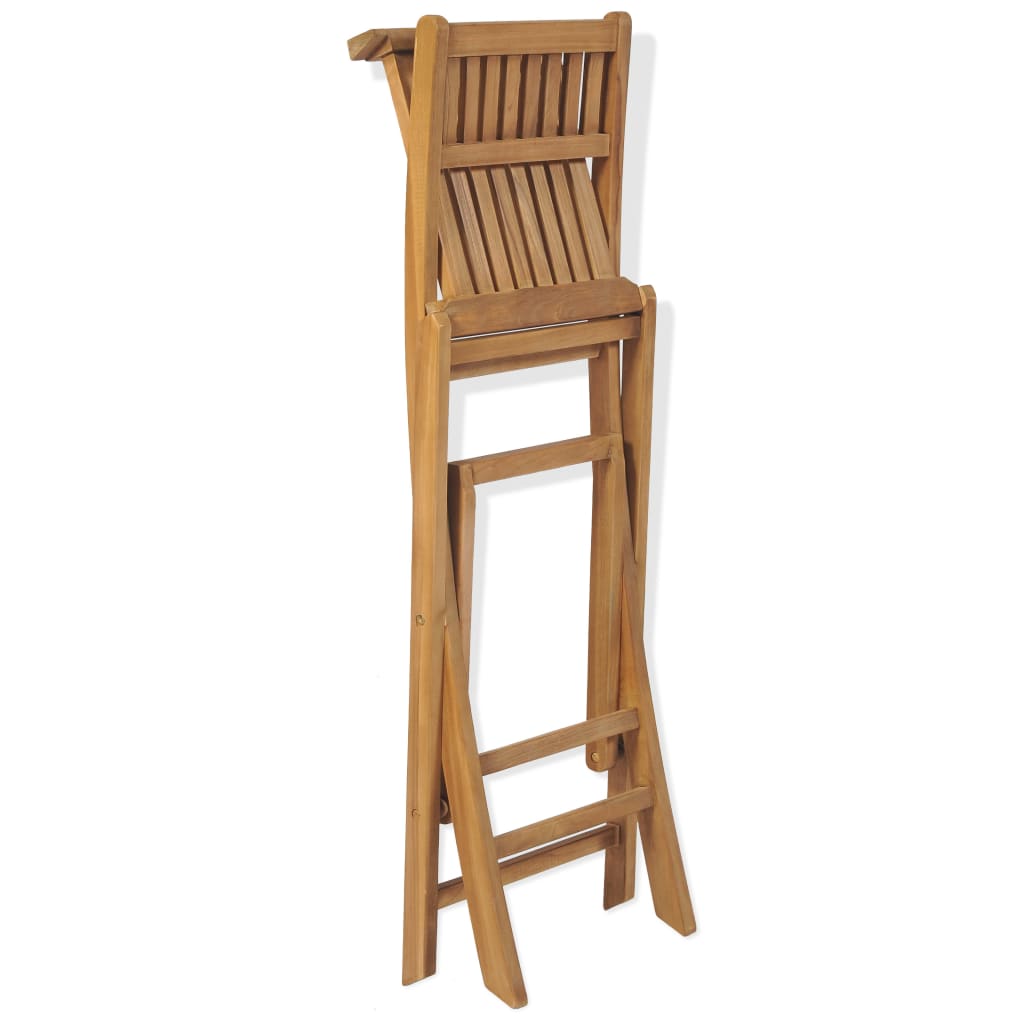 Set mesa y sillas plegables bistró de jardín 3 pzas teca maciza