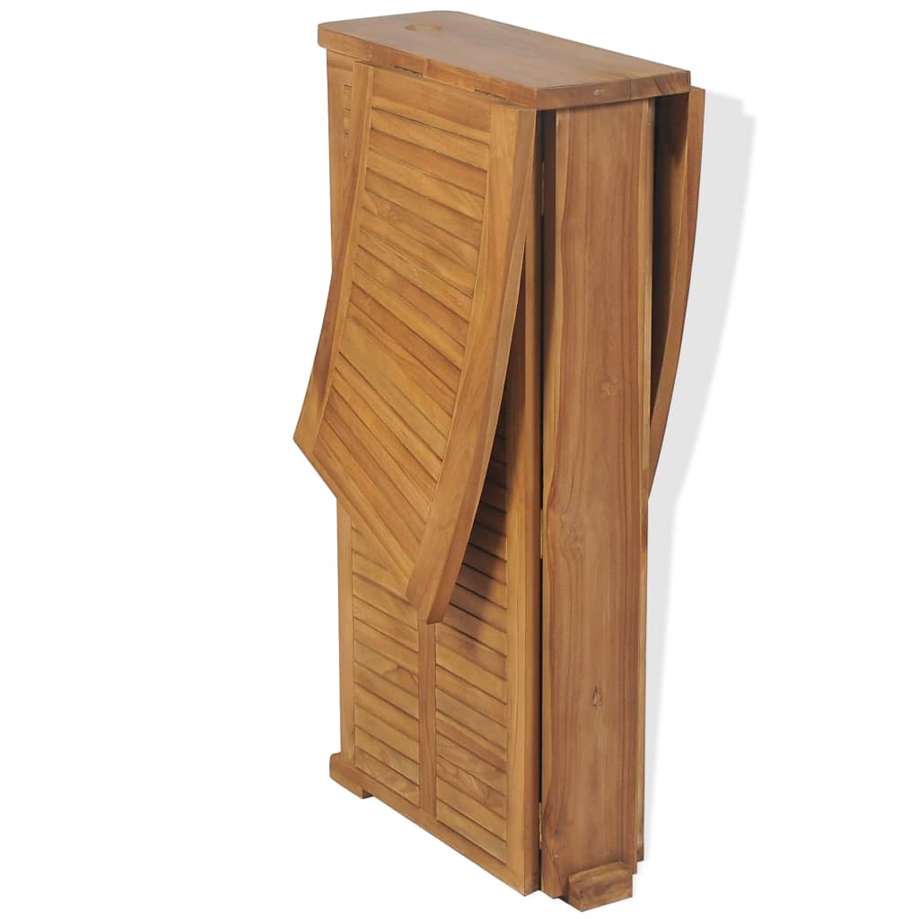 Set mesa y sillas plegables bistró de jardín 3 pzas teca maciza