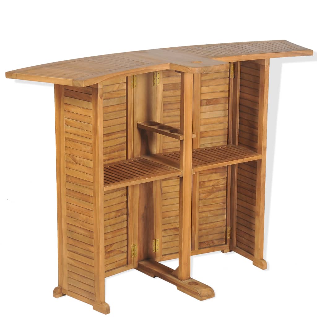 Set mesa y sillas plegables bistró de jardín 3 pzas teca maciza