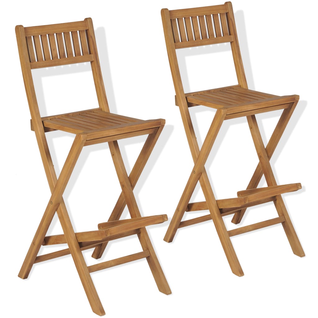 Set mesa y sillas plegables bistró de jardín 3 pzas teca maciza