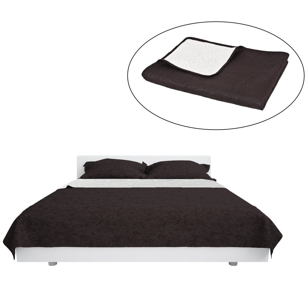 Cubrecama acolchado doble cara 170x210 cm crema y marrón