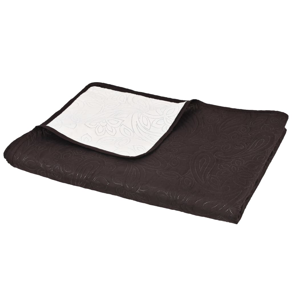 Cubrecama acolchado doble cara 170x210 cm crema y marrón