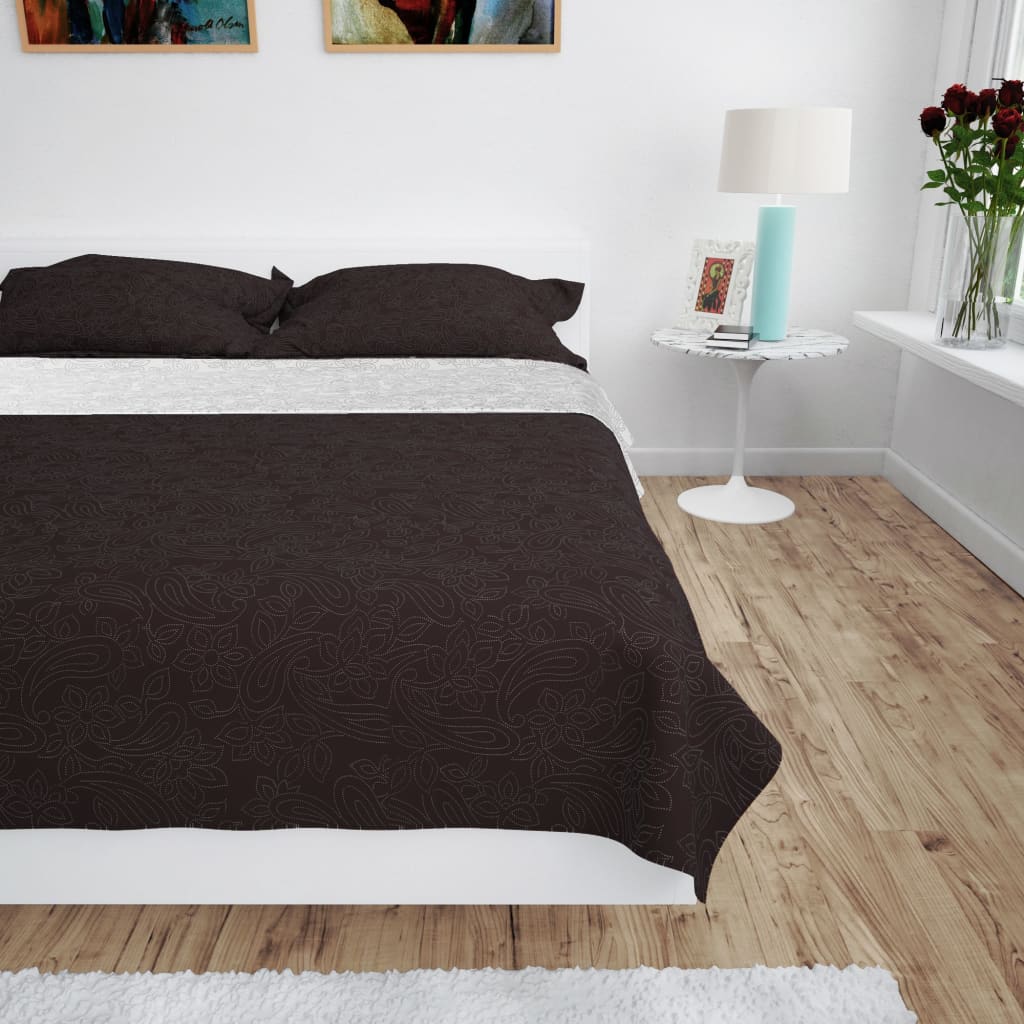 Double-sided quilted bedspread 170x210 cm cream and brown