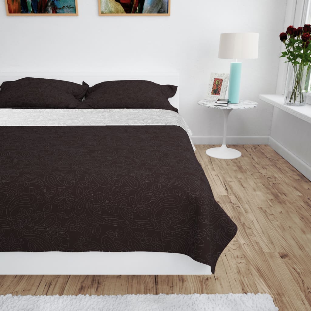 Double-sided quilted bedspread 170x210 cm cream and brown