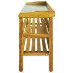 Banco para macetas con 2 estantes madera maciza de acacia+zinc