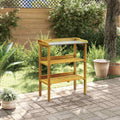 Banco para macetas con 2 estantes madera maciza de acacia+zinc