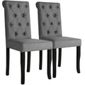 Sillas de comedor 2 unidades tela gris oscuro