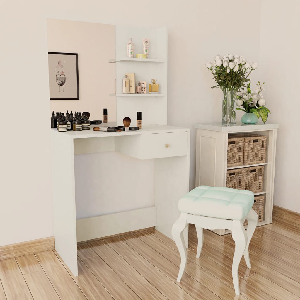 Dressing table with mirror and grey stool 104x45x131 cm