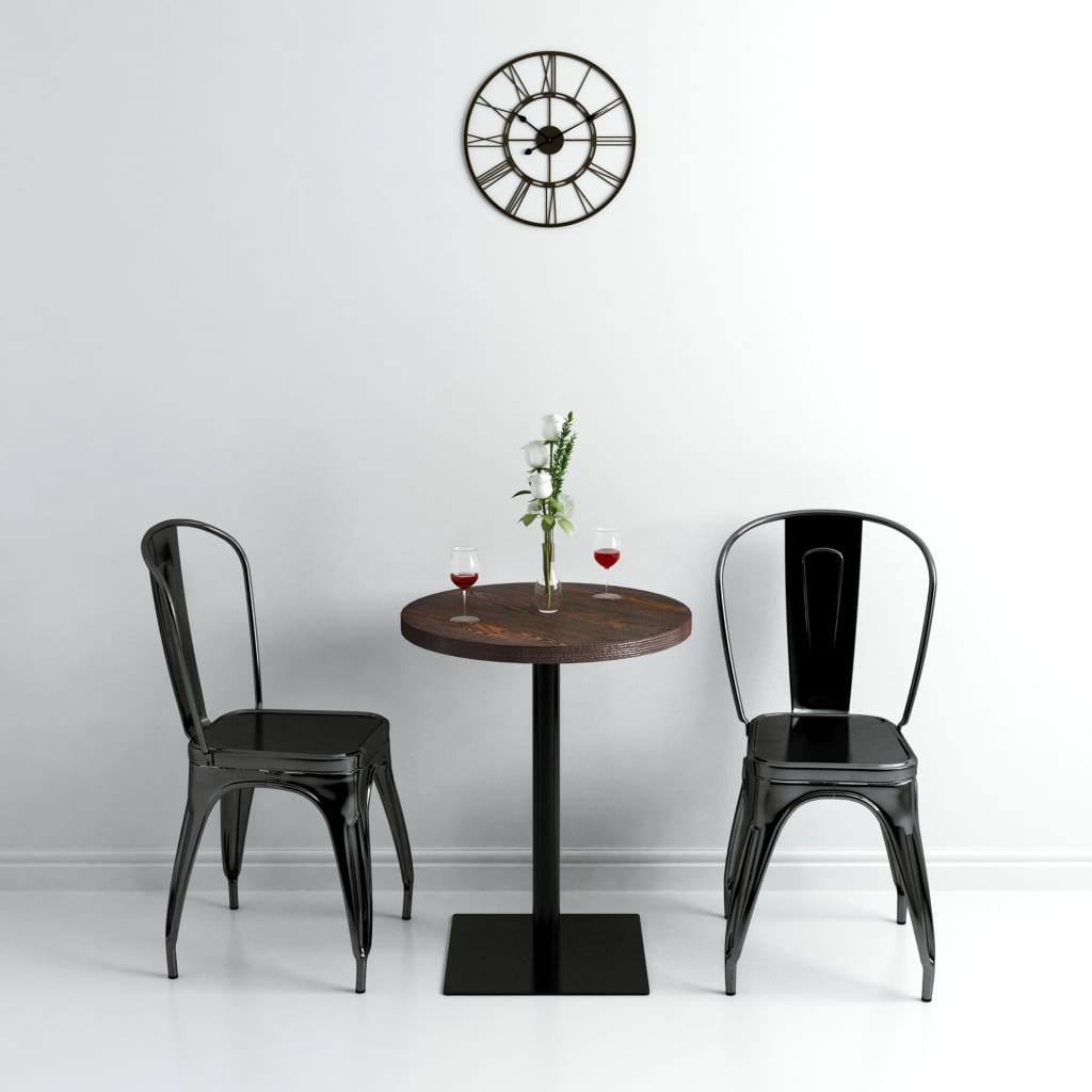 Mesa bar bistró MDF y acero cuadrada color roble 80x80x75 cm