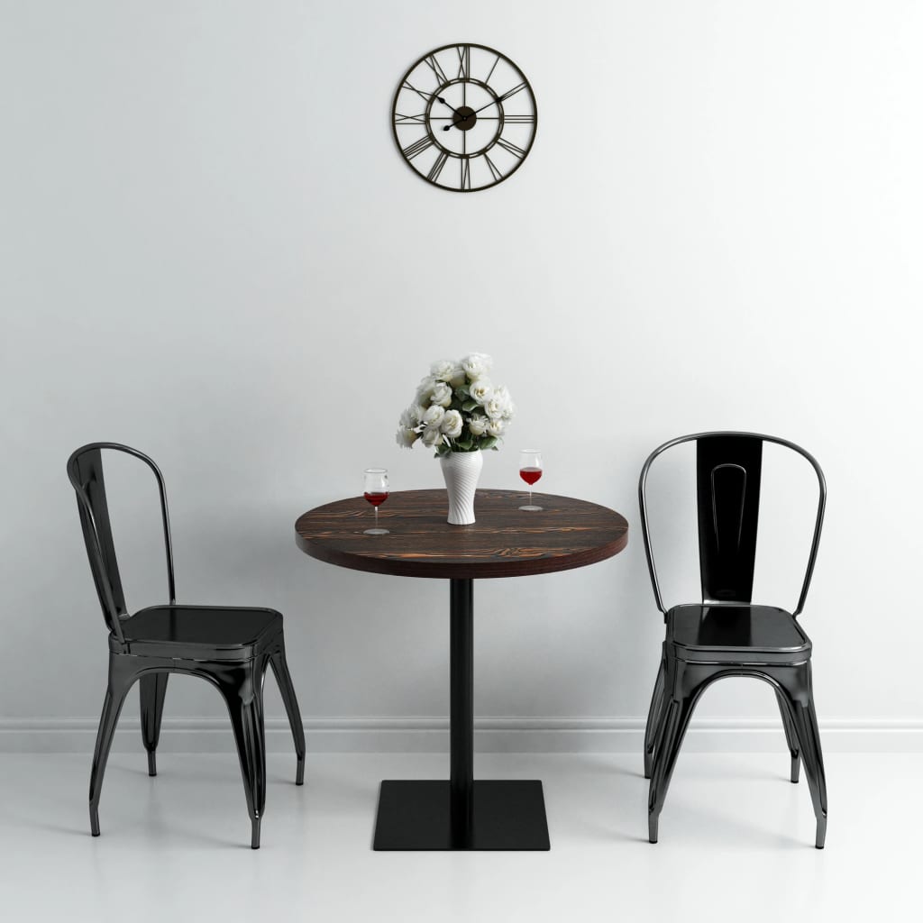 Mesa bar bistró MDF y acero cuadrada color roble 80x80x75 cm