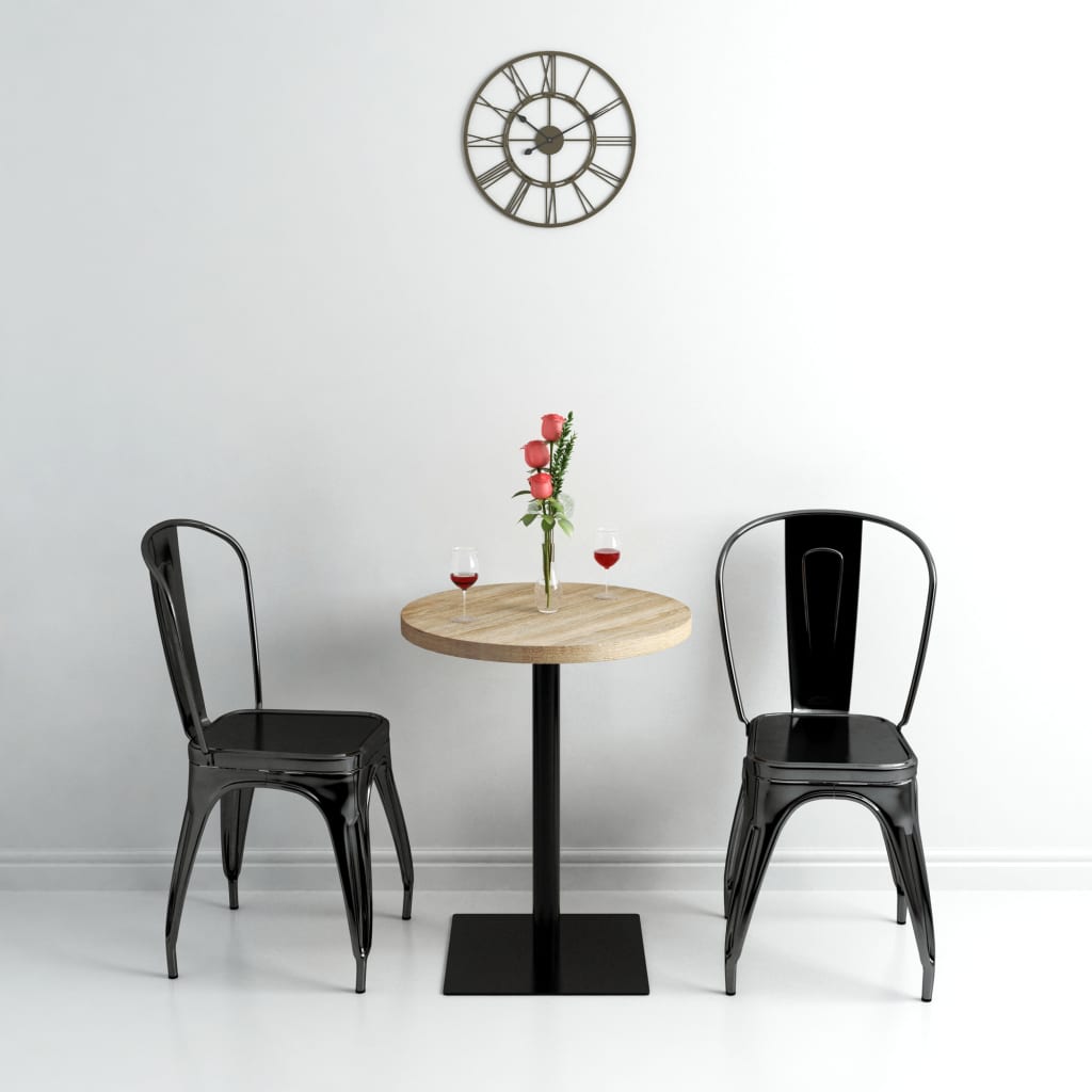 Mesa bar bistró MDF y acero cuadrada color roble 80x80x75 cm