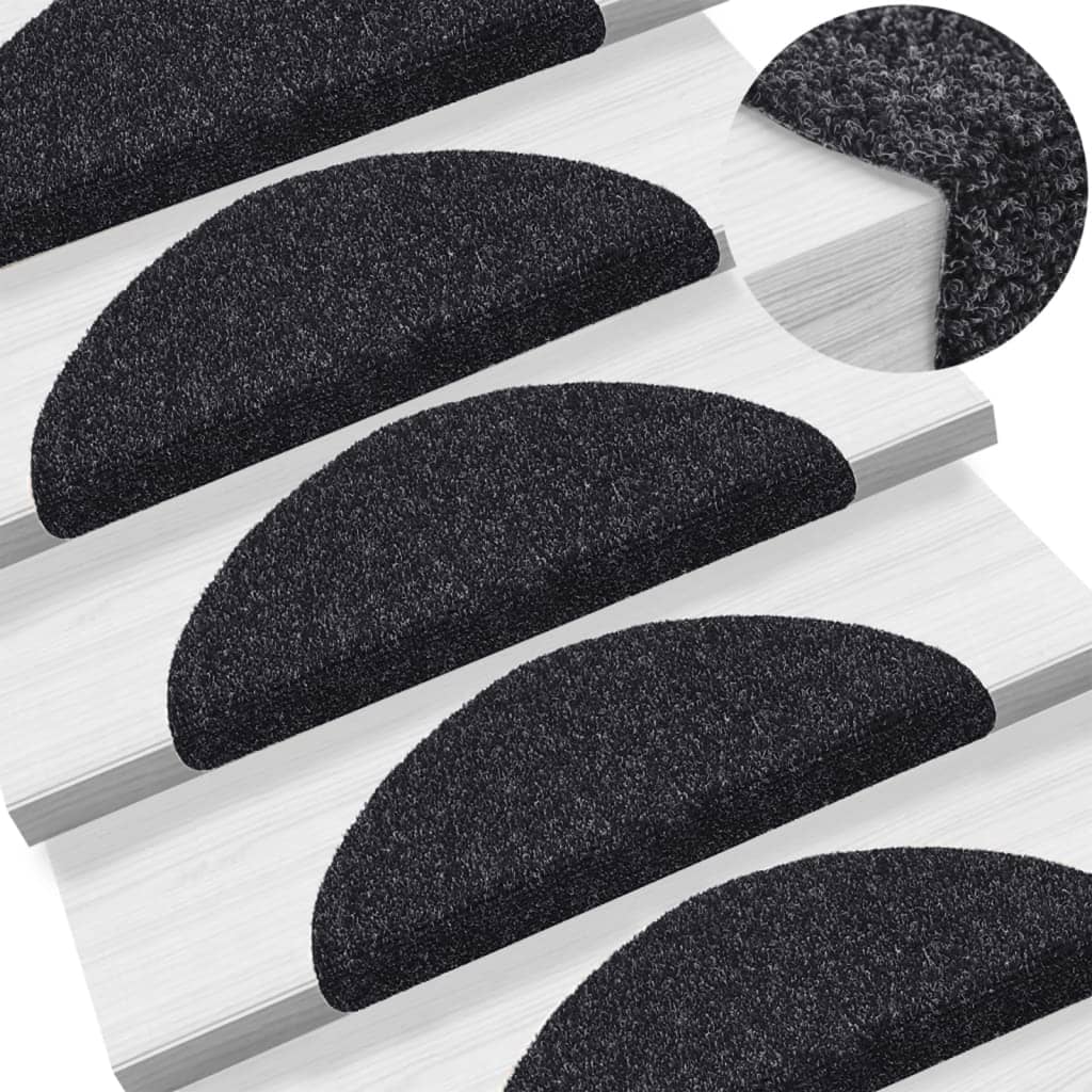 Alfombrillas para escaleras 10 unidades 56x17x3 cm Azul Semicircular