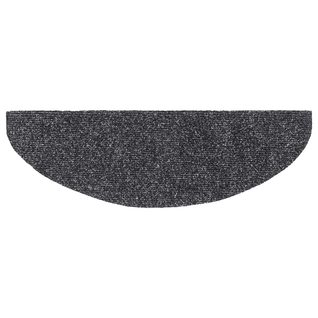 Felpudos autoadhesivos para escaleras, 15 unidades, 65 x 21 x 4 cm, gris oscuro, semicirculares, grandes