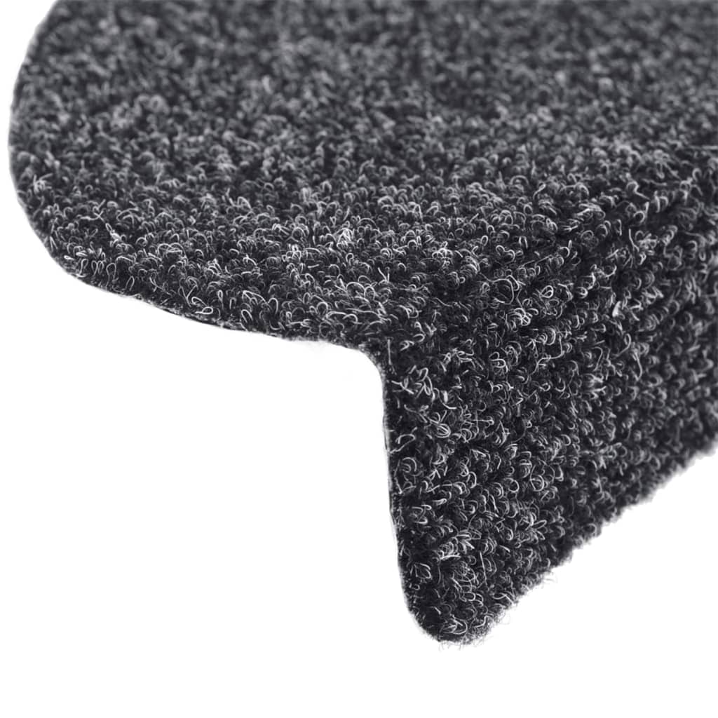 Felpudos autoadhesivos para escaleras, 15 unidades, 65 x 21 x 4 cm, gris oscuro, semicirculares, grandes