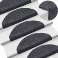 Felpudos autoadhesivos para escaleras, 15 unidades, 65 x 21 x 4 cm, gris oscuro, semicirculares, grandes