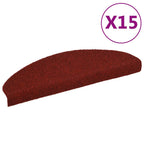 Alfombrilla de escaleras 15 uds tela punzonada 65x21x4 cm rojo
