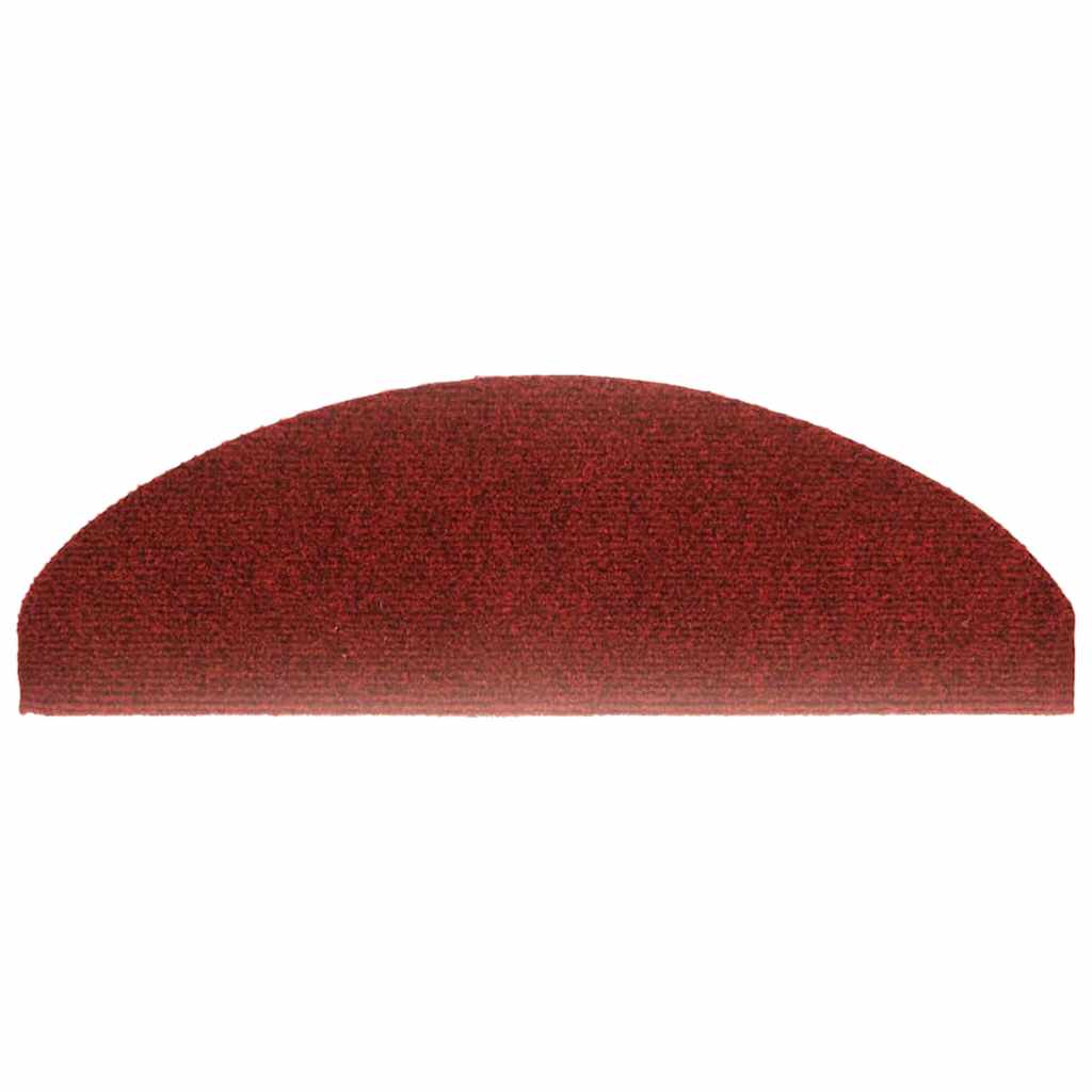 Alfombrilla de escaleras 15 uds tela punzonada 65x21x4 cm rojo