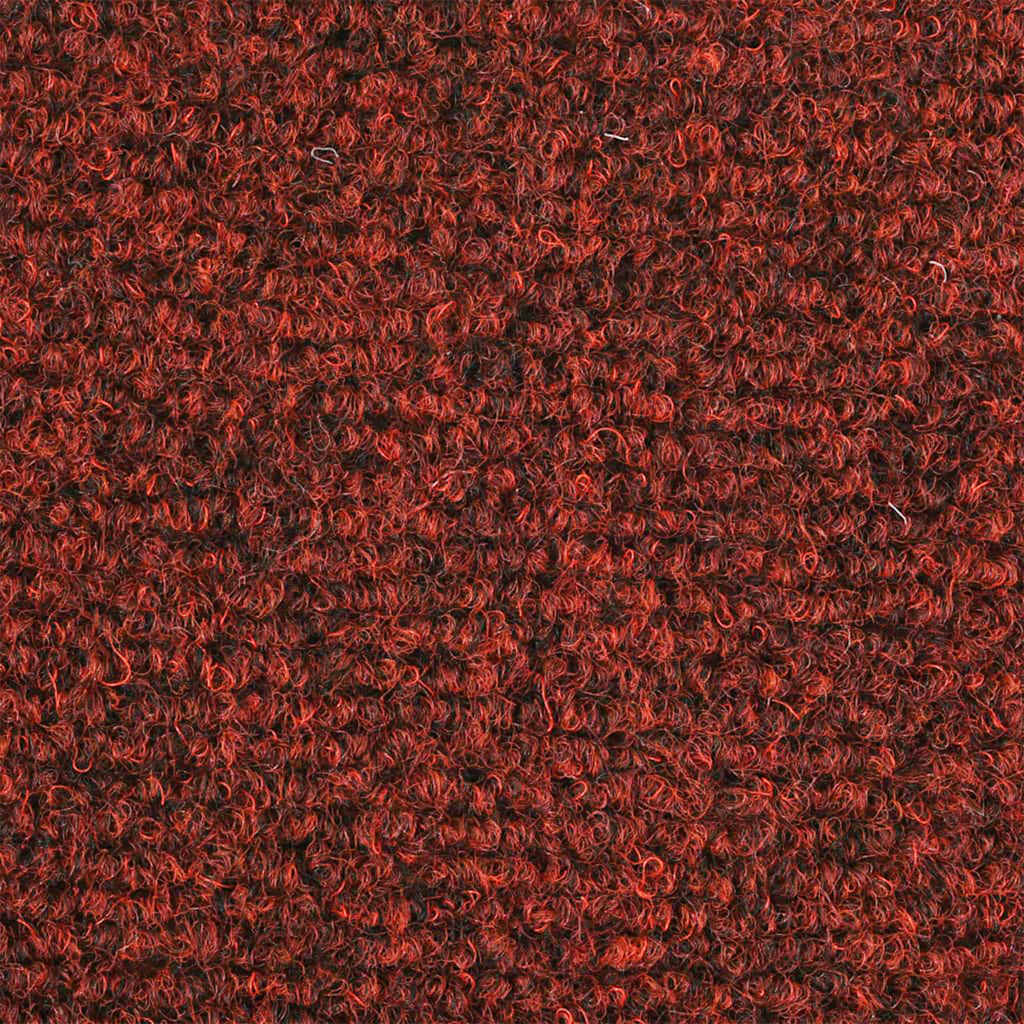 Alfombrilla de escaleras 15 uds tela punzonada 65x21x4 cm rojo