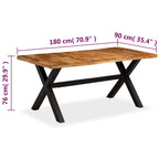 Mesa de comedor madera maciza de acacia y mango 180x90x76 cm