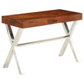 Escritorio de madera maciza de acacia acabado miel 110x50x76 cm