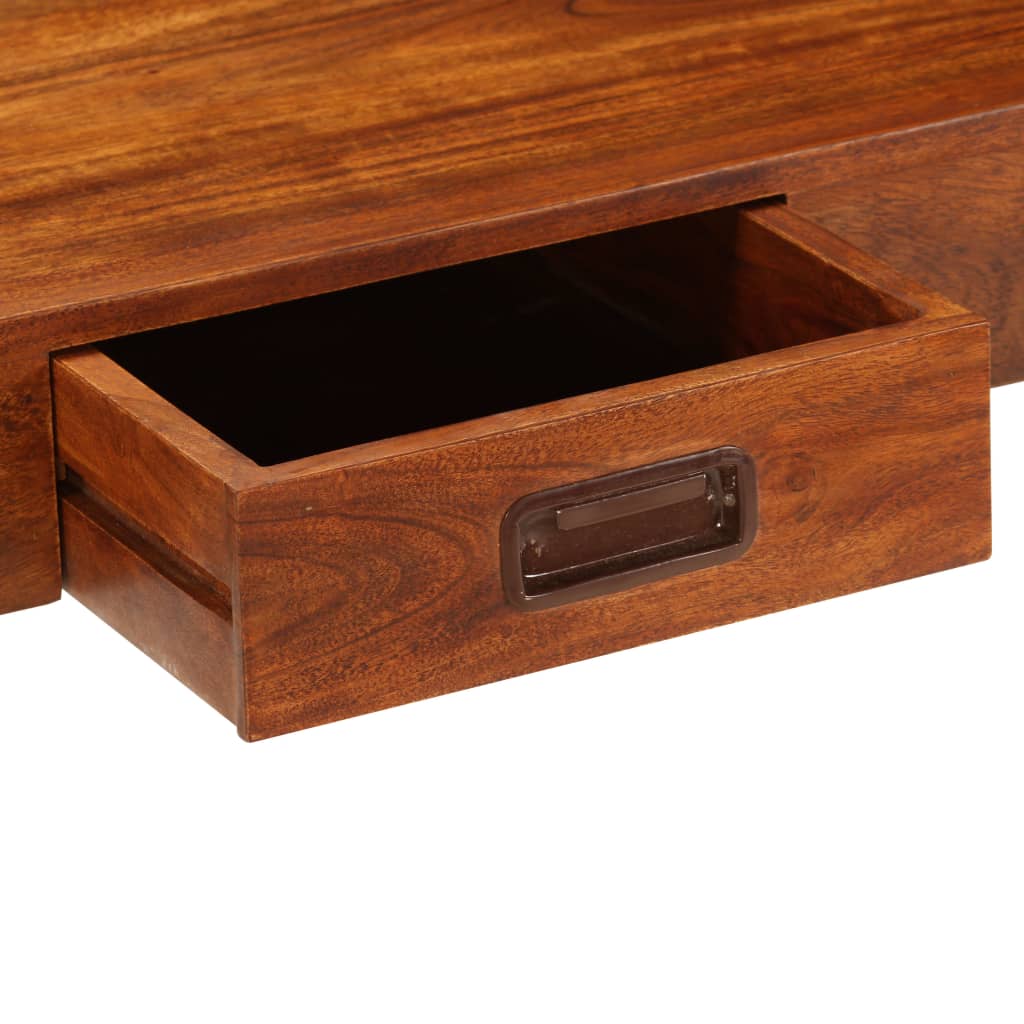 Escritorio de madera maciza de acacia acabado miel 110x50x76 cm