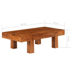 Mesa de centro madera maciza acacia acabado miel 100x50x30 cm