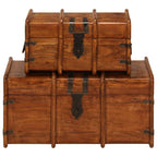Juego de cofres 2 piezas madera maciza de acacia acabado miel