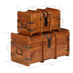 Juego de cofres 2 piezas madera maciza de acacia acabado miel