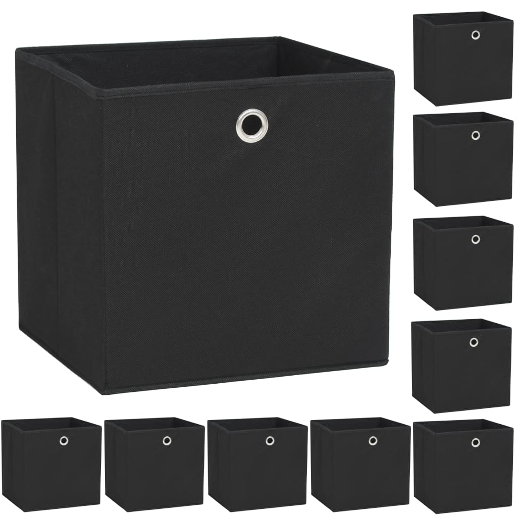 Cajas de almacenaje 10 uds textil no tejido 32x32x32 cm gris